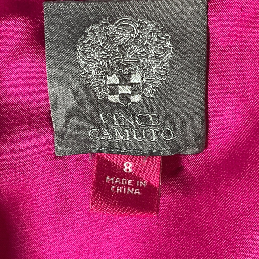Vince Camuto Cape Dress Women 8 Fuchsia Pink V-Neck Split Back Shift Flowy - Picture 3 of 12